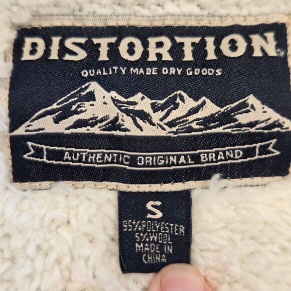 Distortion Men's Plaid Sherpa Hoodie Jacket Brown & White Size S Cozy Warm Fall - Picture 3 of 9